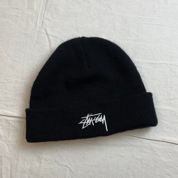 stussy 스투시 made in USA 자수로고 비니 블랙