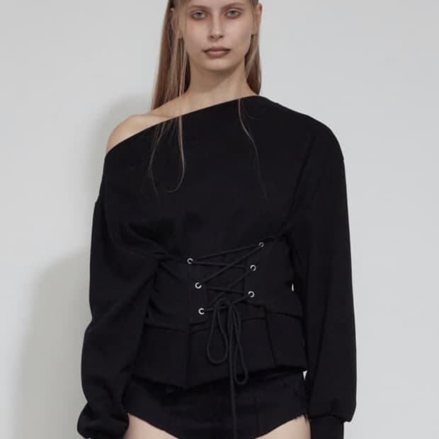 보헤미안서울 코르셋 맨투맨 블랙 corset sweatshirt