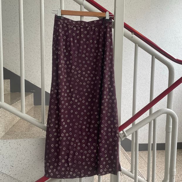 dot burgundy skirt