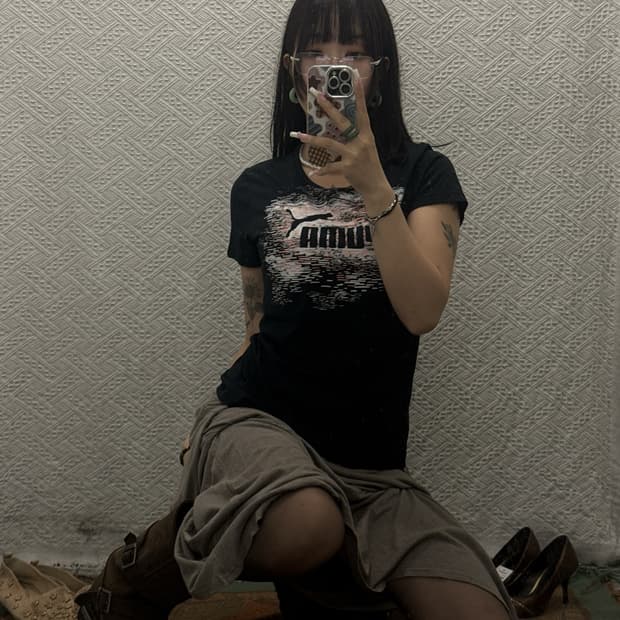 푸마 재팬 Y2K 레트로 00's 키치 프린팅 슬림핏 반팔티 K0568