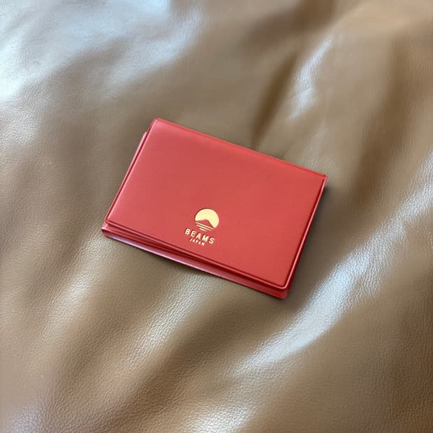 Beams 빔즈 빔스 레더 카드 지갑 레드 브라운