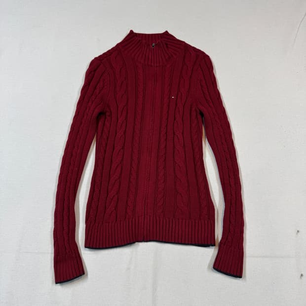 S) 타미힐피거 케이블 꽈배기 니트 집업