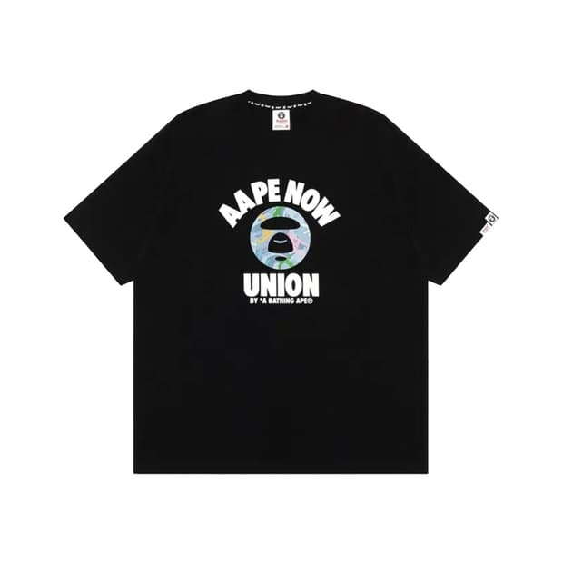 AAPE 에이프 나우 문페이스 블랙 티셔츠