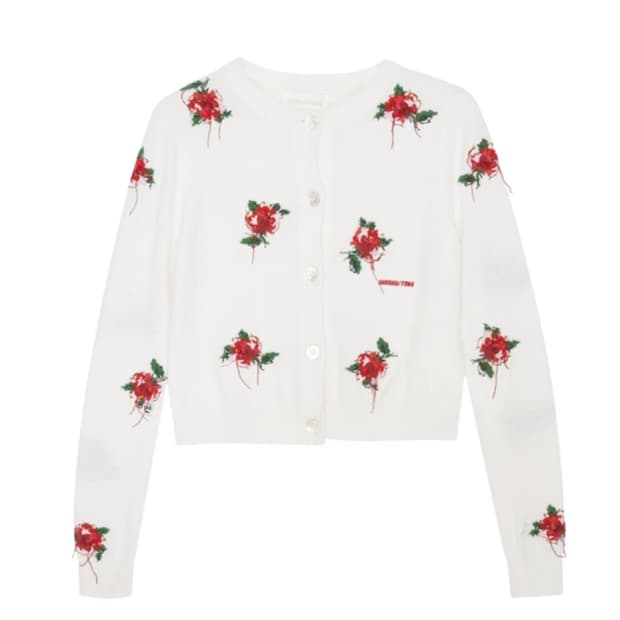 [6]슈슈통 Threadwork 플로럴 가디건/화이트