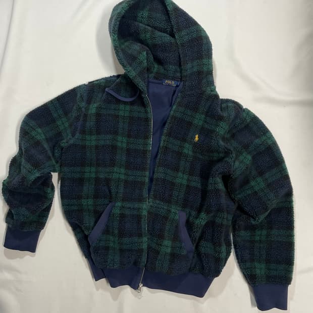 랄프로렌 폴로 타탄체크 플리스 후드집업 