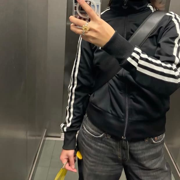 아디다스 삼선 블랙 트랙탑 95