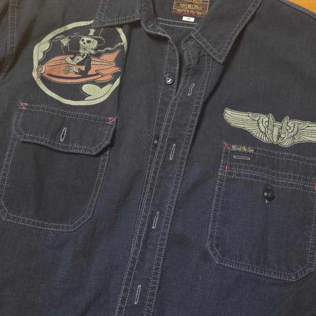 토이즈맥코이 블랙 샴브레이 프린팅 셔츠 18 XXL