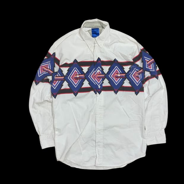 빈티지 인디언 아즈텍 패턴 웨스턴 셔츠