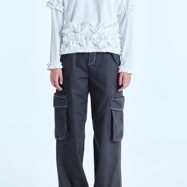 코스모스 스티치 카고팬츠 그레이 M