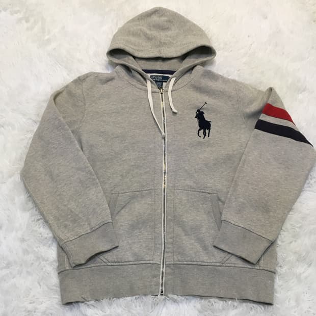 랄프로렌 그레이 빅포니 후드 y2k 스트릿 갸루 펑키 일본빈티지os-62