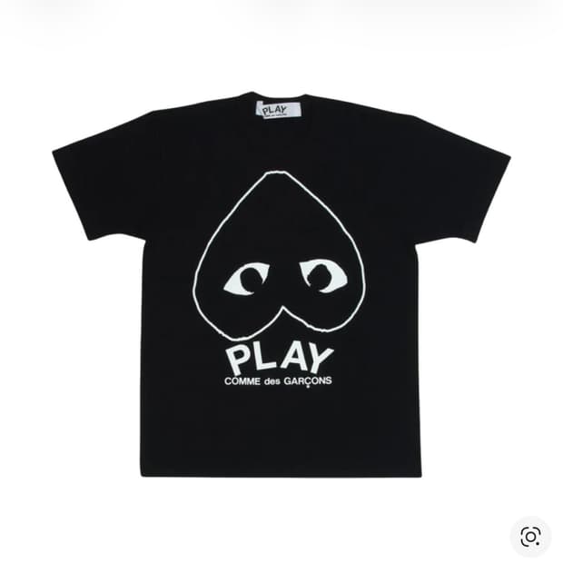 (새상품) (M) 꼼데가르송 인버티드 하트 로고 티셔츠 블랙