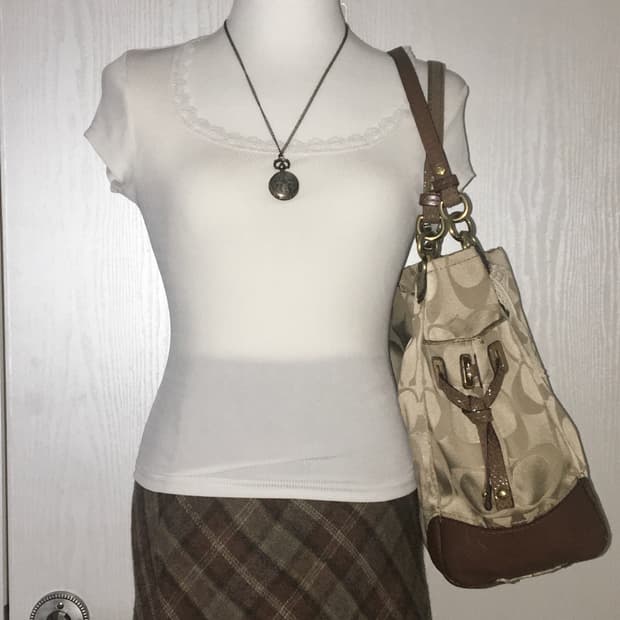 Coach Signature Hobo Brown Bag