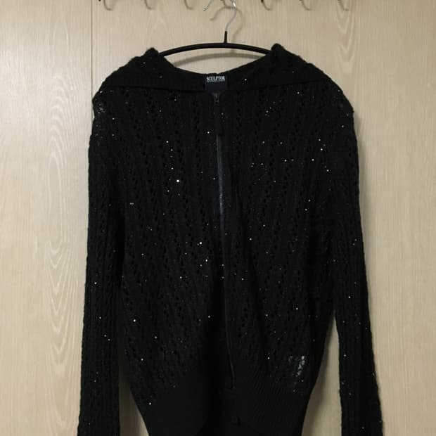 스컬프터 후드집업 니트 