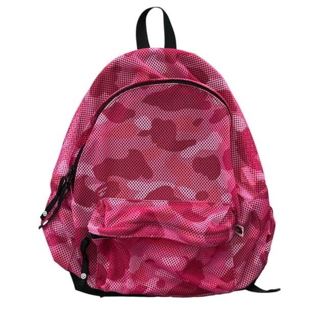 베이프 카모 핑크 메쉬 백팩