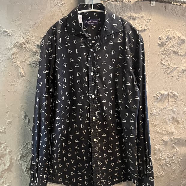 랄프로렌 퍼플라벨 이탈리아 트라이앵글 패턴 셔츠 S