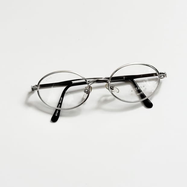 90s 일본제 STAR 실버 오벌 프레임 빈티지 안경