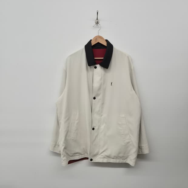 입생로랑 아이보리 앤 레드 리버시블 폴리쉘 자켓 남성 M