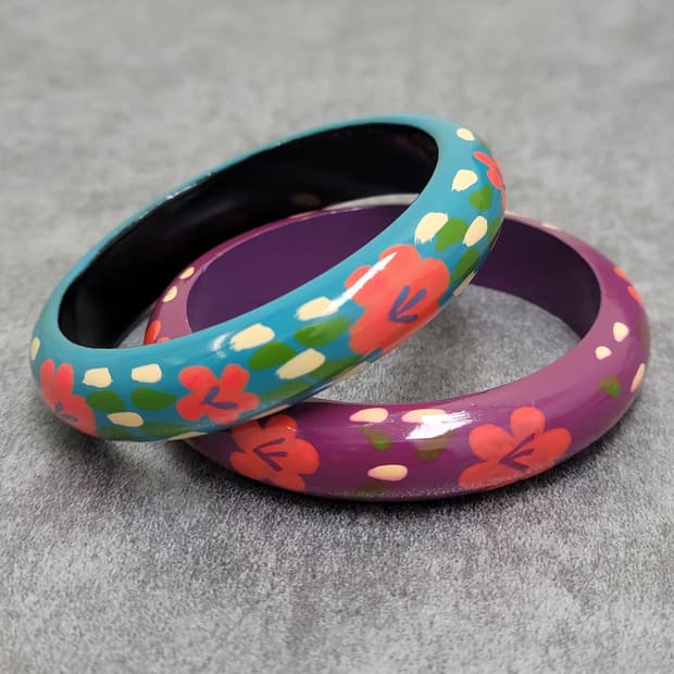 wood bangle set