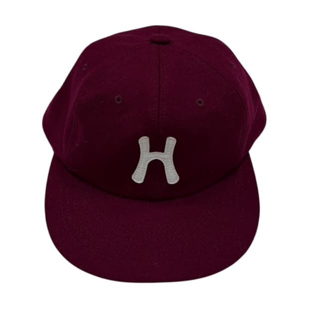 헬로선라이즈 H로고 울 릴렉스 6패널 캡 모자 버건디 레드