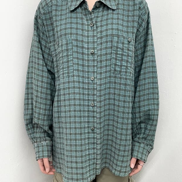 세이지그린 포켓 체크 셔츠