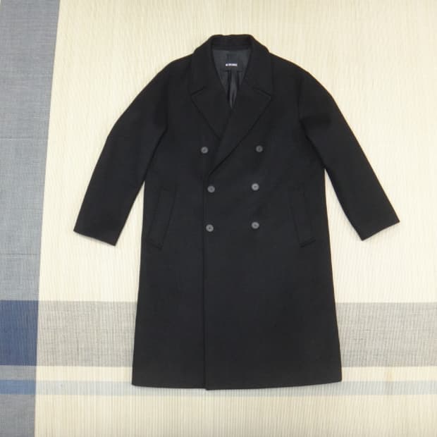 (L) 인사일런스 울 캐시미어 더블 롱코트 블랙