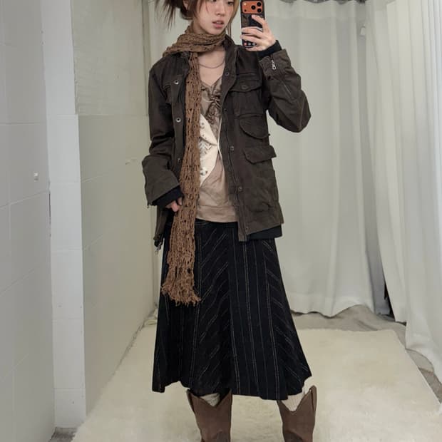 인더애틱 브라운 사파리 자켓 모리 그런지 코디 세트