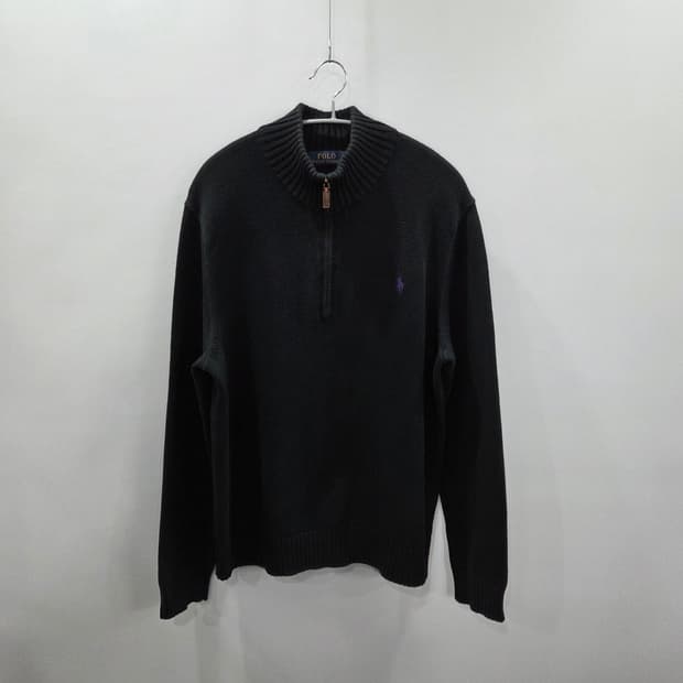 폴로랄프로렌 풀오버 하프집업 니트 블랙 L