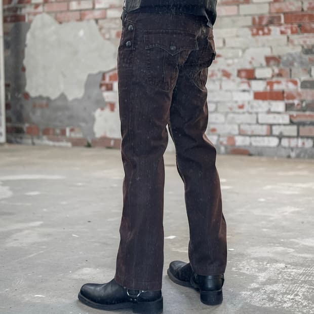 JUN MEN 브라운 스트라이프 락시크 데님 팬츠