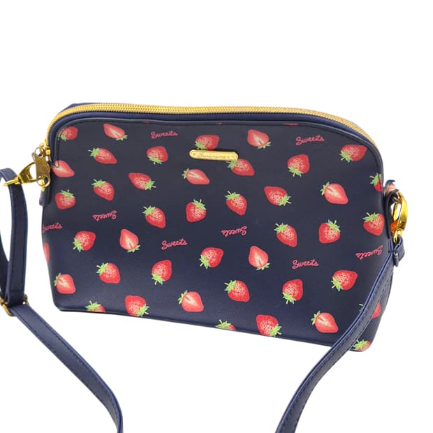 레트로 스위머 딸기 레더 벨트 크로스백