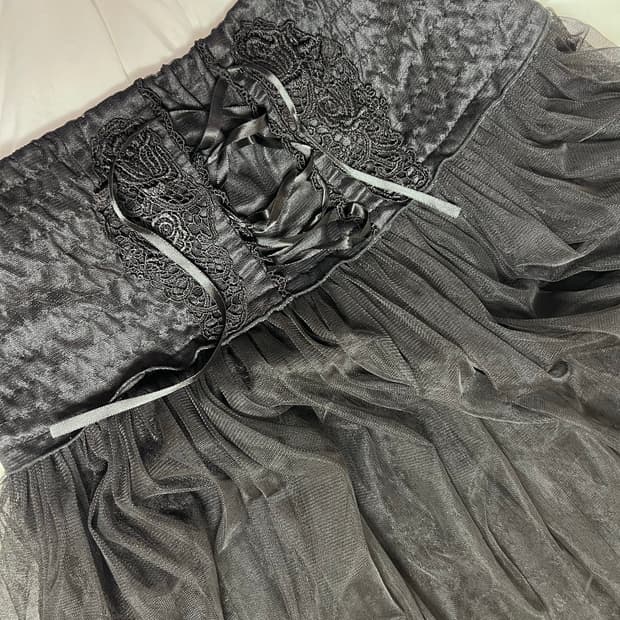 빈티지 블랙 검정 고스 코르셋 샤스커트 