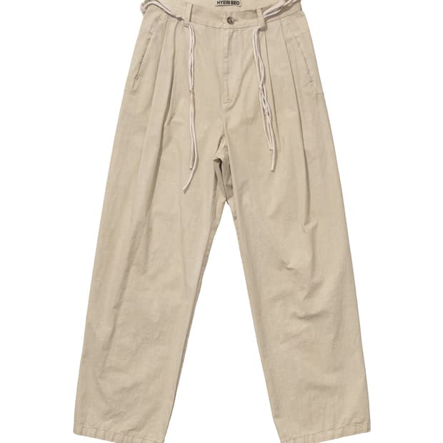 hyeinseo wide pants w/macrame belt 4size