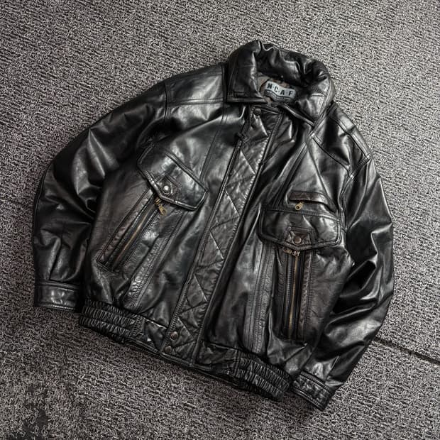 NCAF 빈티지 램스킨 카라 디테일 레더 자켓 3274