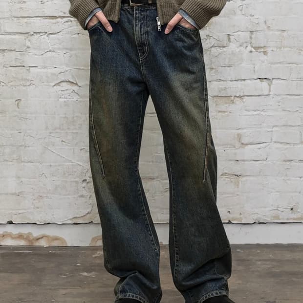 엘무드 아메리칸 엔지니어 와이드 데님 더트블루