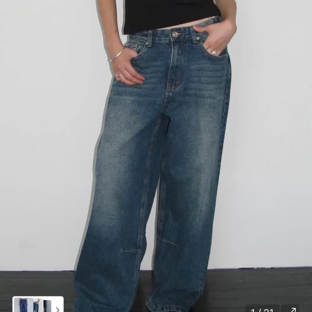 밀로우먼 빈티지 와이드 데님 팬츠 워시드블루 m