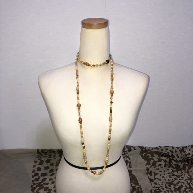 빈티지 우드 히피 레이어드 롱목걸이 모리걸 오리엔탈 페어리