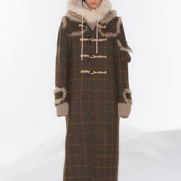 OPEN YY - FLANNEL FAUX FUR TRIM COAT