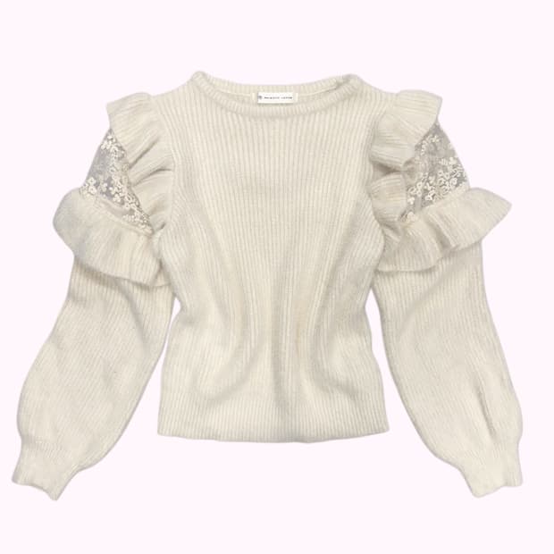 hairy ruffle lace sleeve knit