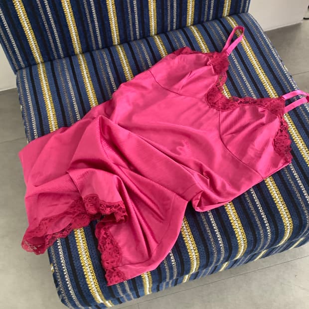 magenta slip dress