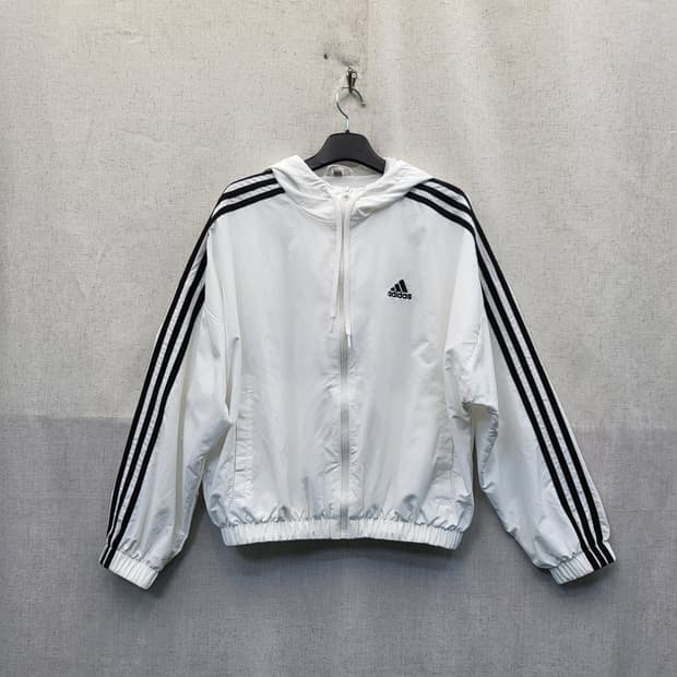 아디다스 삼선 후드 바람막이 화이트