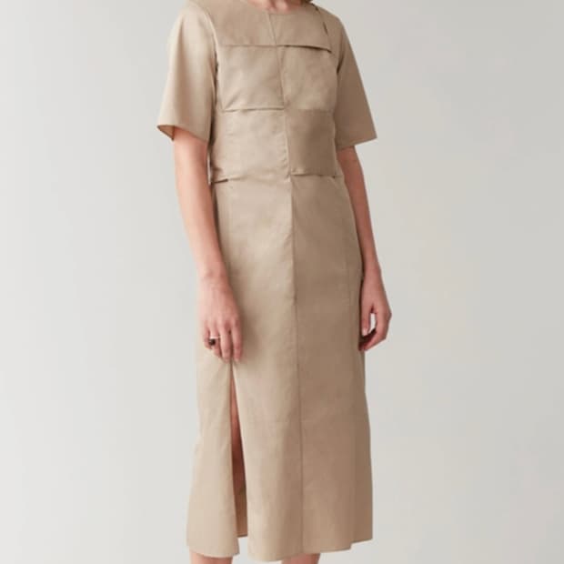 코스 우븐 패널 코튼 드레스 34사이즈