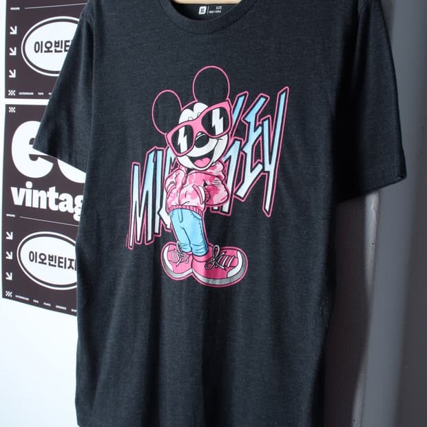 (XL-2XL) 브랜드빈티지 반팔 티셔츠 미키마우스 그래픽-H33028