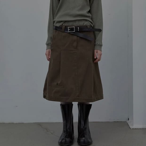 엘씨디씨티엠 COTTON TAILORED MIDI SKIRT 브라운
