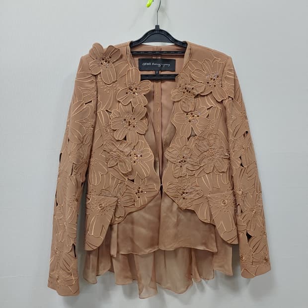 오브제 강진영  플라워 자수 자켓 브라운 66