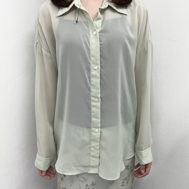 페어리 민트 시어 블라우스