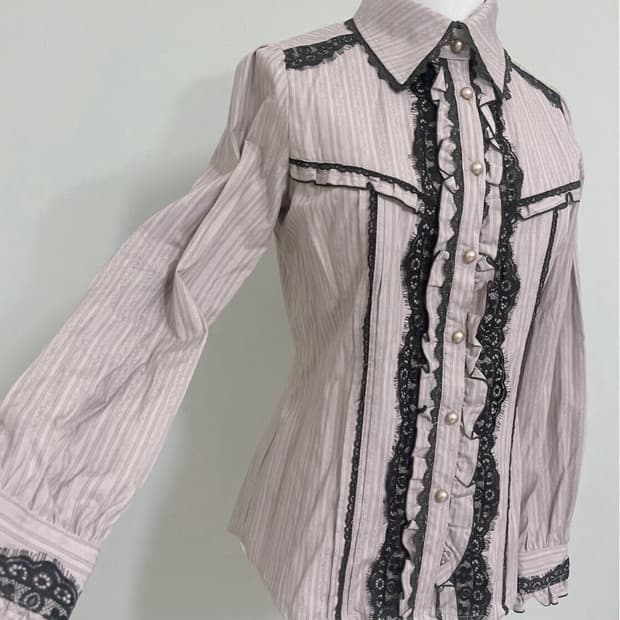 엑시즈팜 레이스 퍼플 지뢰계 양산형 셔츠