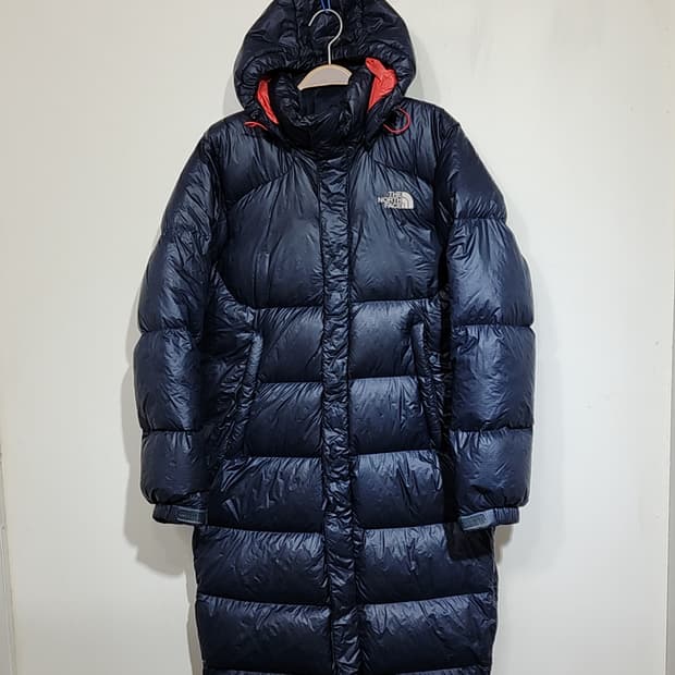 (95) 노스페이스 롱패딩 점퍼 네이비 후드 오리털 다운코트 