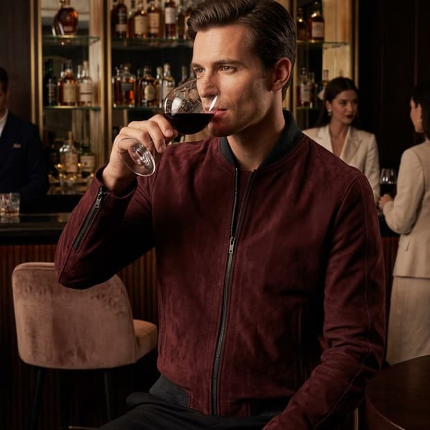 타임옴므 천연가죽(고트)스웨이드 자켓 (100사이즈) - 와인컬러