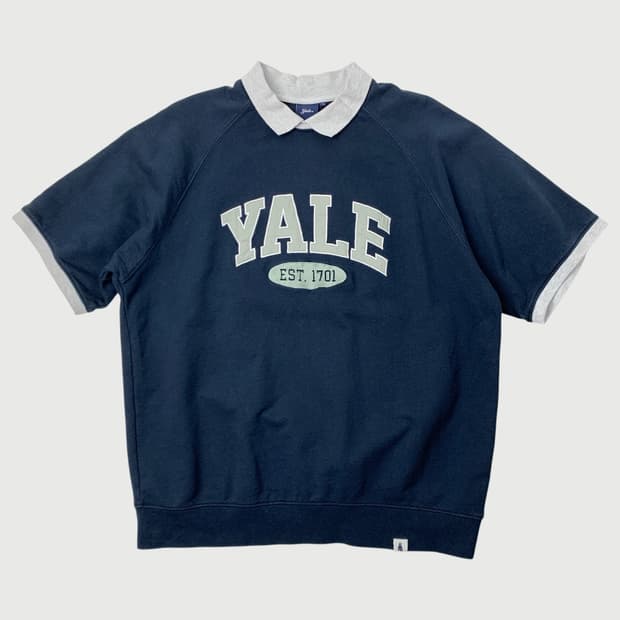 [XL/정품] yale 예일 네이비 반팔 티셔츠