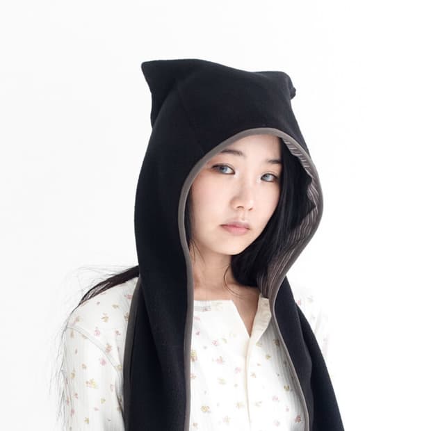 샵페어리 후드 머플러 블랙