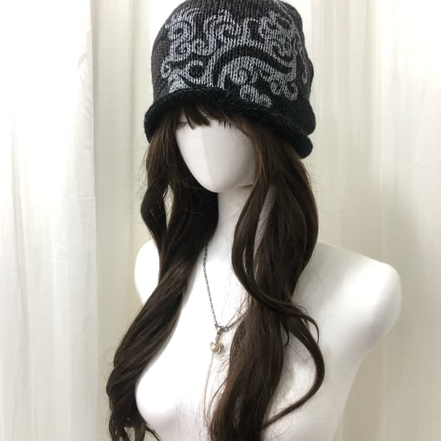 charcoal abstract drawing beanie